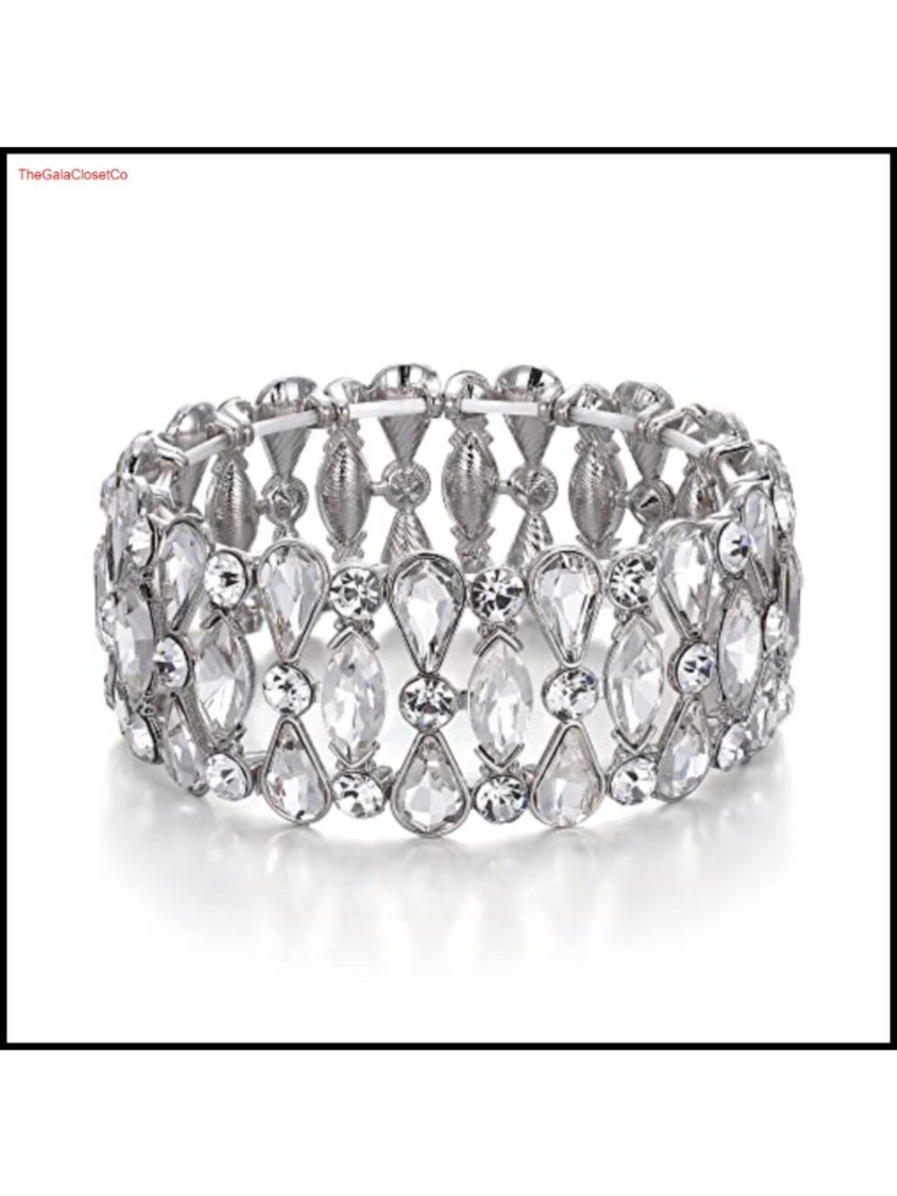 Teardrop Rhinestone Cluster Stretch Bangle Bracelet for Bride Wedding